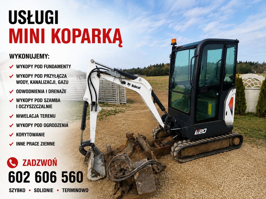Usługi minikoparka 100zl/h