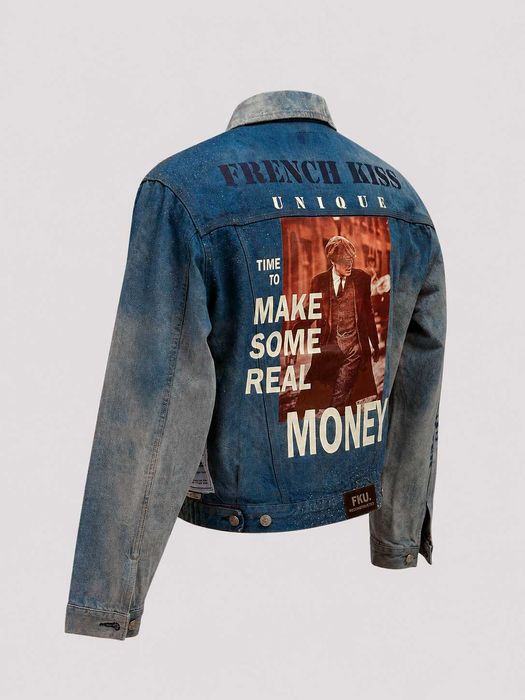 Casaco Exclusivo Upcycled – Peça Única (1 of 1) – Casaco Personalizado FKU “Make Some Real Money”