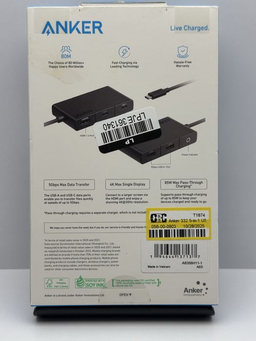 Anker USB C Hub, 332 USB-C Hub (5-в-1, 4K HDMI