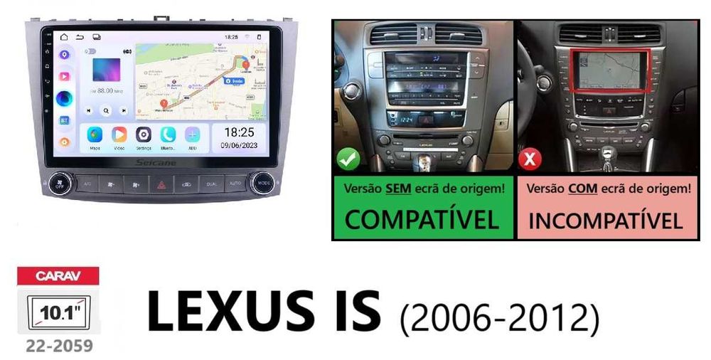(NOVO) Rádio 2DIN • LEXUS IS / GS • Android • GPS • is200 is220 is300