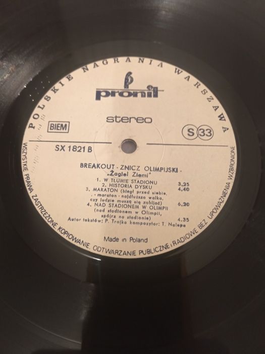 Breakout - Żagiel ziemi - lp 1980 r.Pronit (SX 1821)