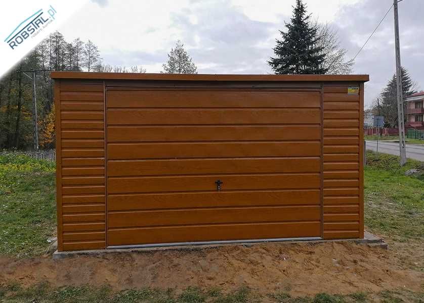 Garaż Blaszany 4x5m drewnopodobny