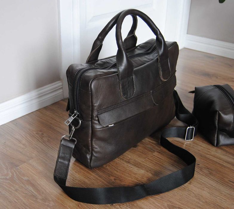 Шкіряний чоловіча сумка портфель / кожаная мужская сумка + несессер