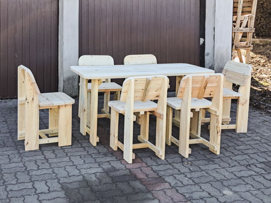 Zestaw mebli ogrodowych ławki krzesła stół piknikowy