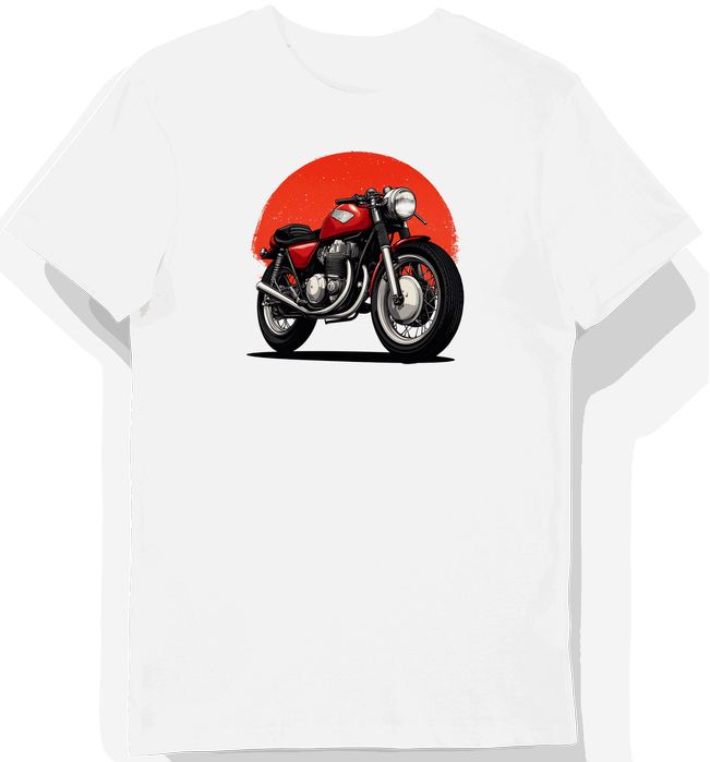 Koszulka męska biała z motorem Honda CB750 w akcji 3XL