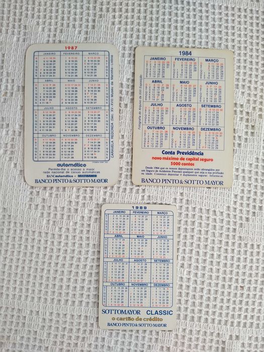 Calendários do Banco Pinto & Sotto Mayor - 1984 / 1987 / 1989