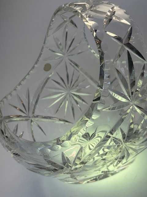 Kosz koszyk duży szlify  kryształ PRL wys 22 cm Made in Poland waga 2323 gr