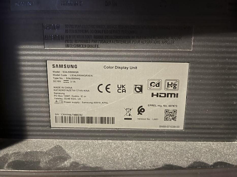 Monitor 34 cale samsung 1,5 roczny