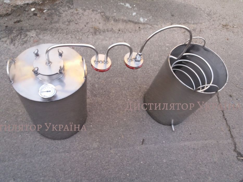 Дистилятор 30 літрів під непроточну воду з двома сухопарниками