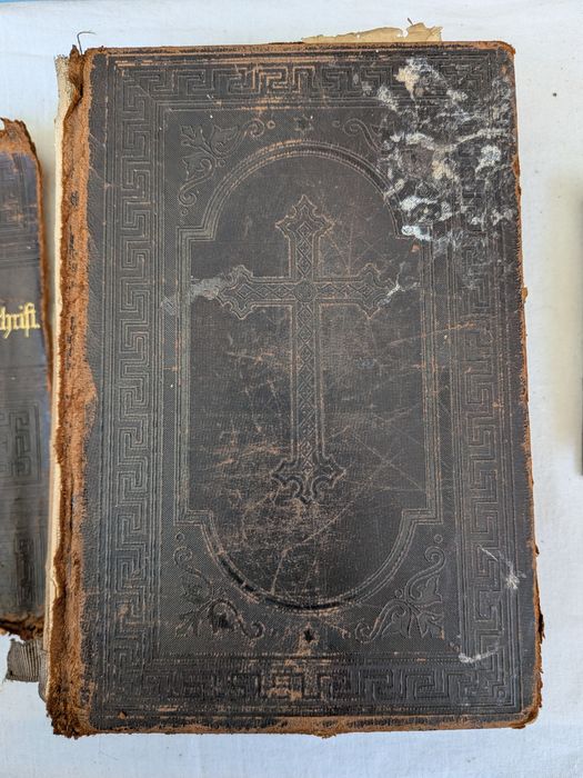 Antyczna Biblia niemiecka 1898 Martin Luther stara księga vintage