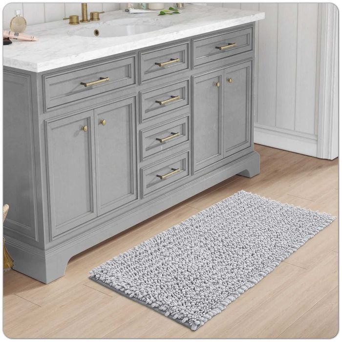 Tapete Shaggy Chenille, para casa de banho (50x80 cinza) , macio