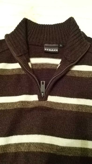 camisola T-TRAXX castanho e,beje e branco