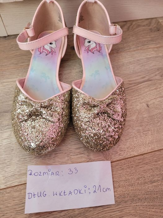 Buciki ,Pantofelki brokatowe dziecięce H&M roz 33