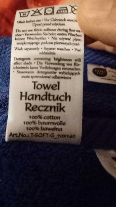 NOWE Dwa ręczniki bawełna 100%, frotte, granat, rozm.70x140
