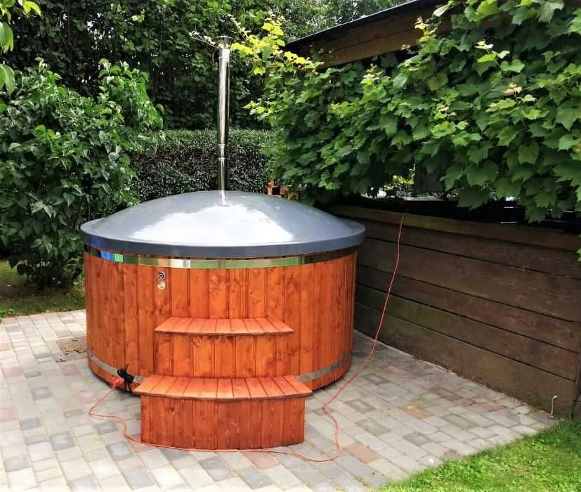 Balia ogrodowa jacuzzi LED, hydromasaż, napowietrzanie, pokrywa termo
