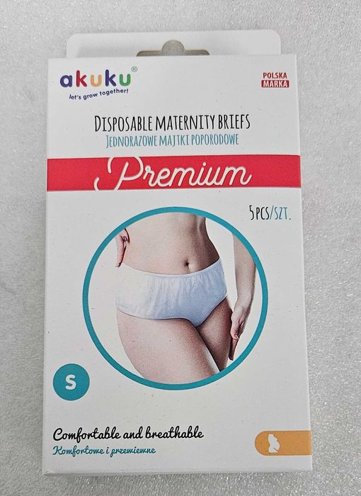 Majtki jednorazowe poporodowe do porodu szpitala AKUKU S nowe 5szt