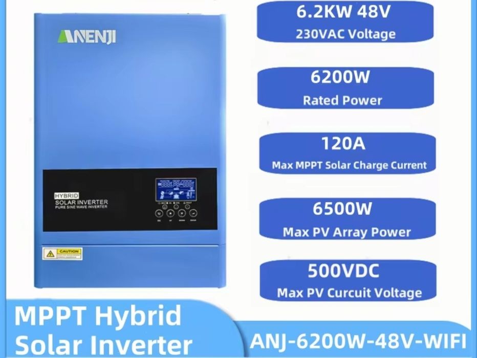 Гібридний інвертор Anenji ANJ-6200W 48V Wi-Fi 6.2 кВт сонячний інверто