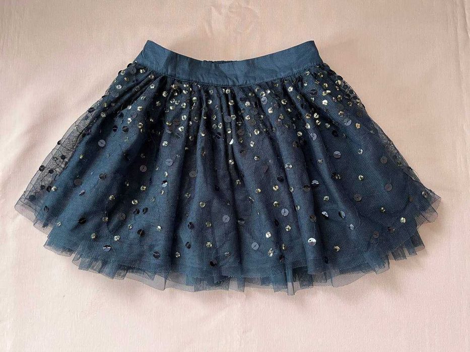 Блискуча спідничка 98см 104см синя фатінова спідниця в пайєтки 3-4р.
