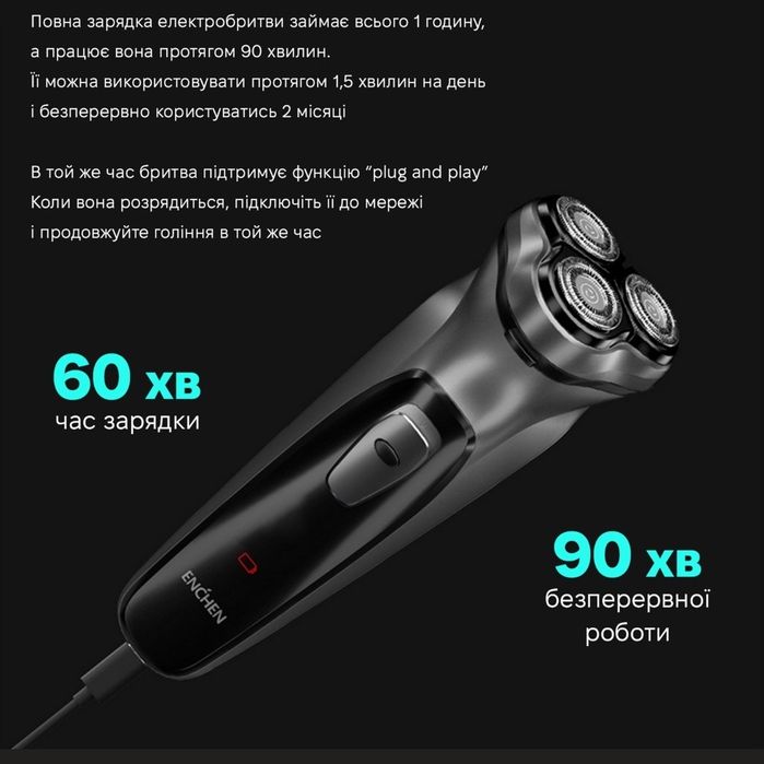 Електробритва Xiaomi Enchen Blackstone Shaver Silver