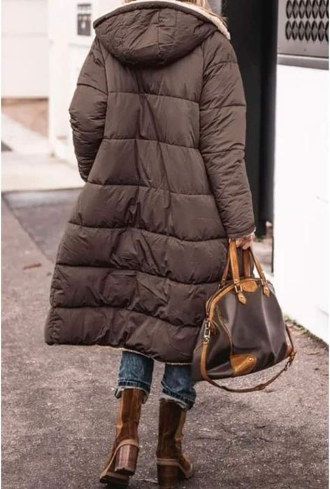 Dluga kurtka dwustronna Sherpa czekoladowa 2xl