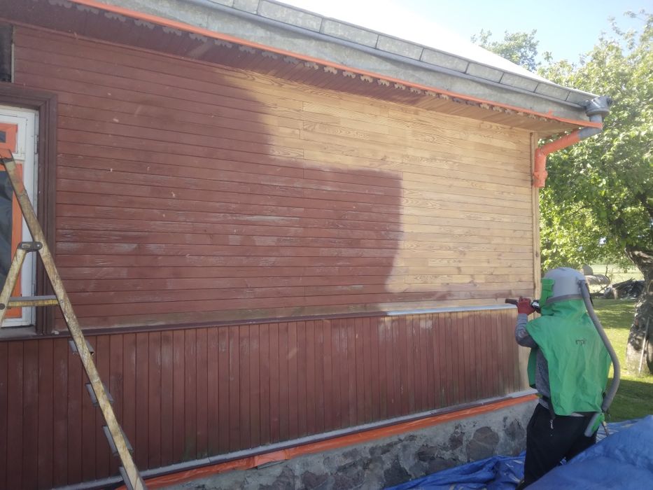 Piaskowanie, Sodowanie domow drewnianych, drewna, cegly