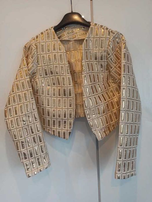 Żakiet kremowo złoty