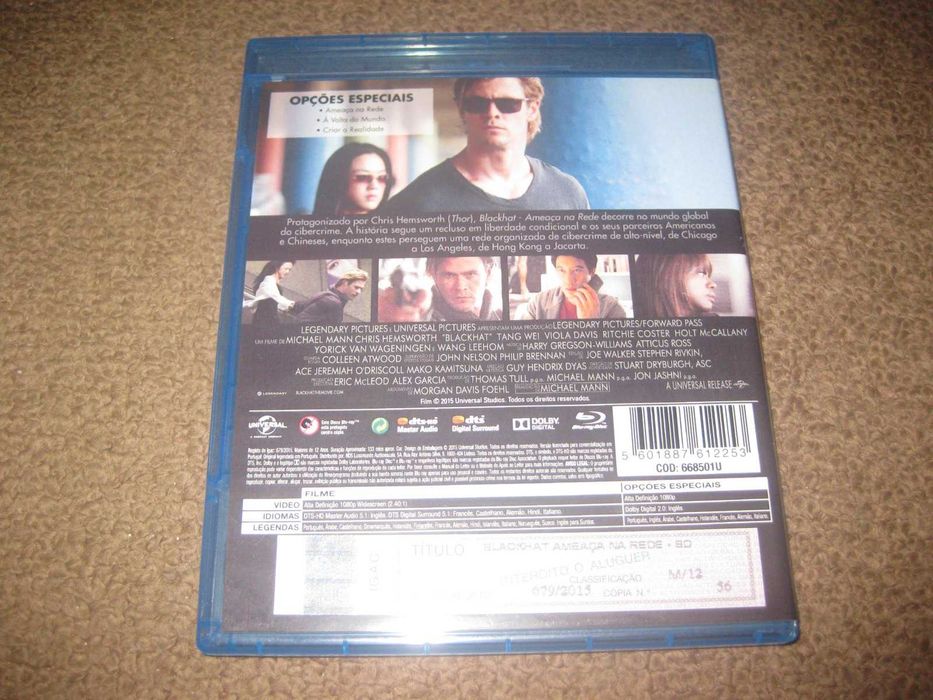 Blu-Ray "Blackhat- Ameaça na Rede" com Chris Hemsworth
