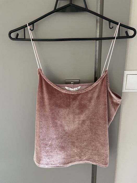 Różowy aksamitny top koszulka na ramiączkach Lefties S/M