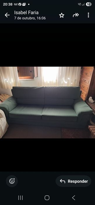 Sofá de cor verde em cortisana com 2 metros 3 lugares.