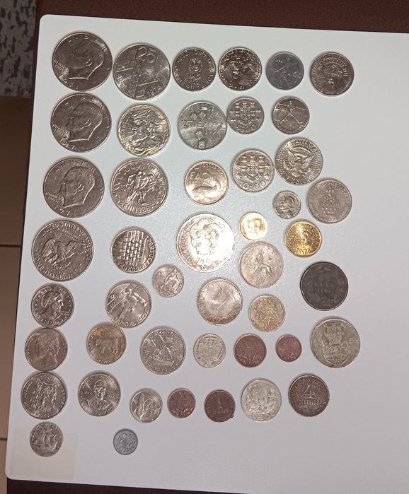 Moedas antigas e notas  varias algumas em prata