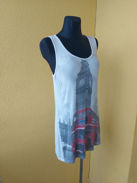 Bluzka na ramiączkach Cache Cache tunika top Londyn Big Ben autobus