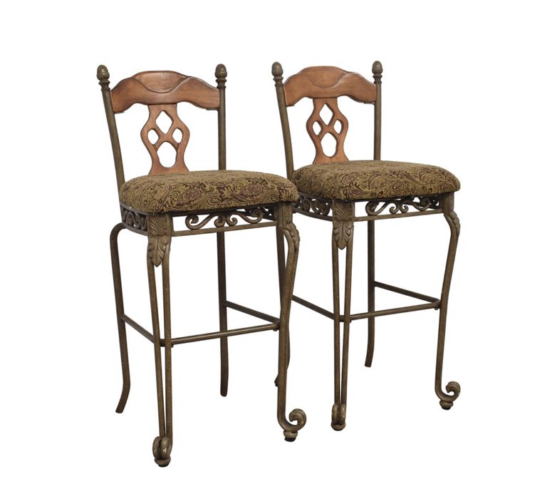 Par de Cadeiras bar grandes vitorianas em ferro antigas