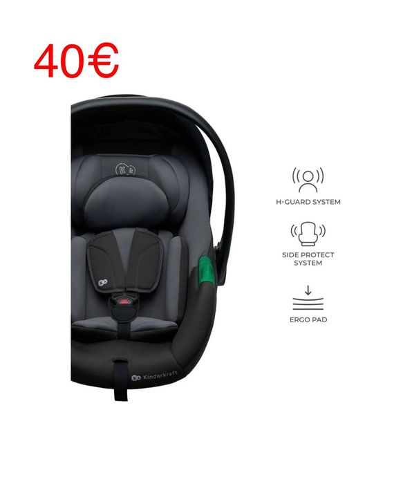Cadeira auto KINDERKRAFT Mink PRO 2 (40-87 cm/ 0-15 meses - Cinzento)