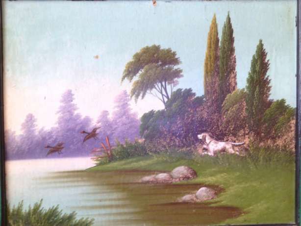 Картина маслом "охота" 54 см х 43 см (на фанере ) ( где то 60х )