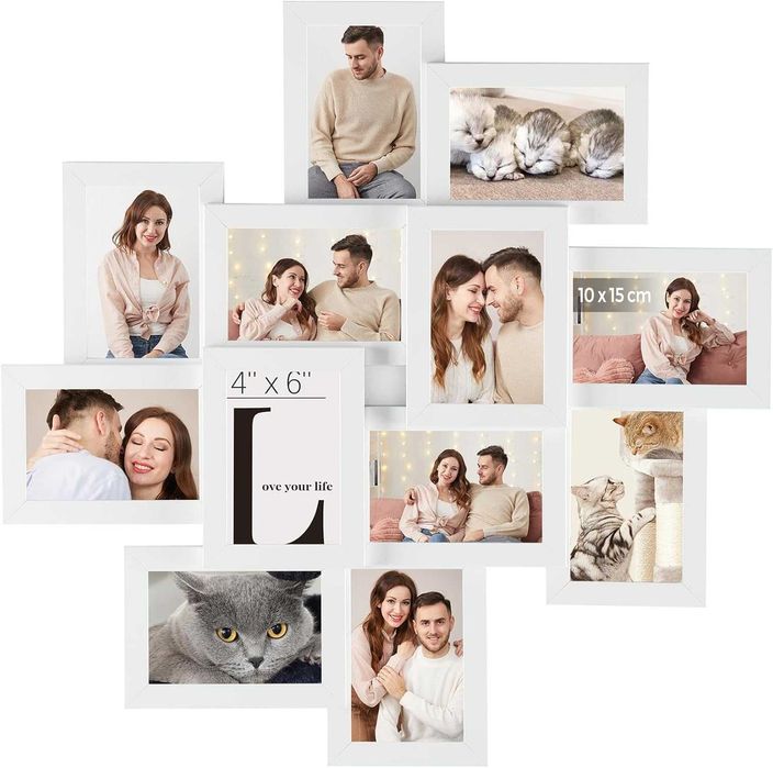 Ramki na zdjęcia,kolaż 12 ramek ,białe