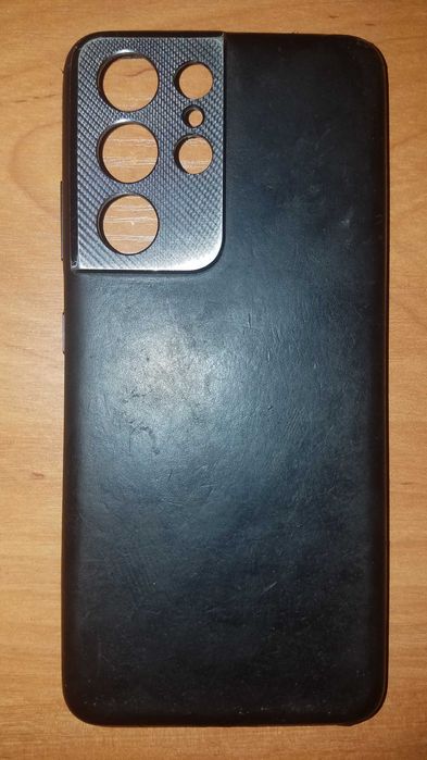Etui skórzane do Samsung S21 Ultra 5G case czarne plecki aluminium