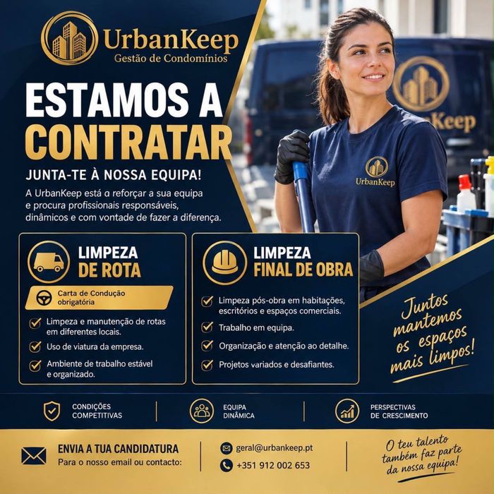 Estamos a contratar – Profissionais de Limpeza | Carta de Condução