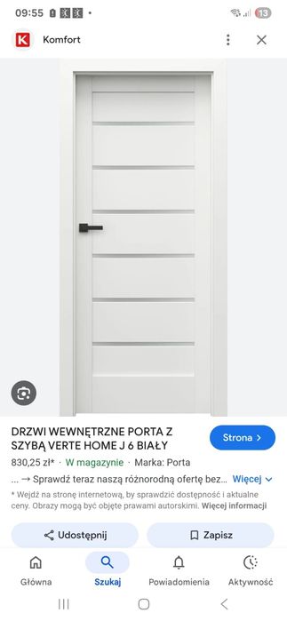 Drzwi Porta Verte Home J6 90cm Lewe