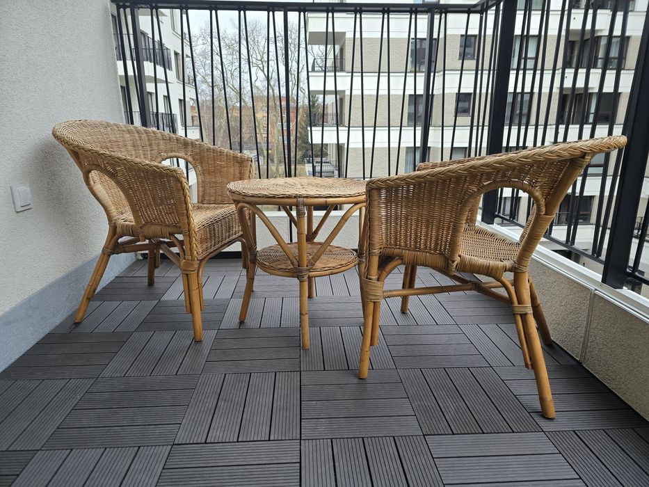 Meble ogrodowe balkonowe rattan naturalny