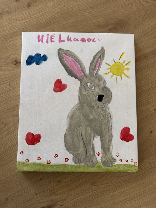 Obrazek  wielkanocny malowany recznie.