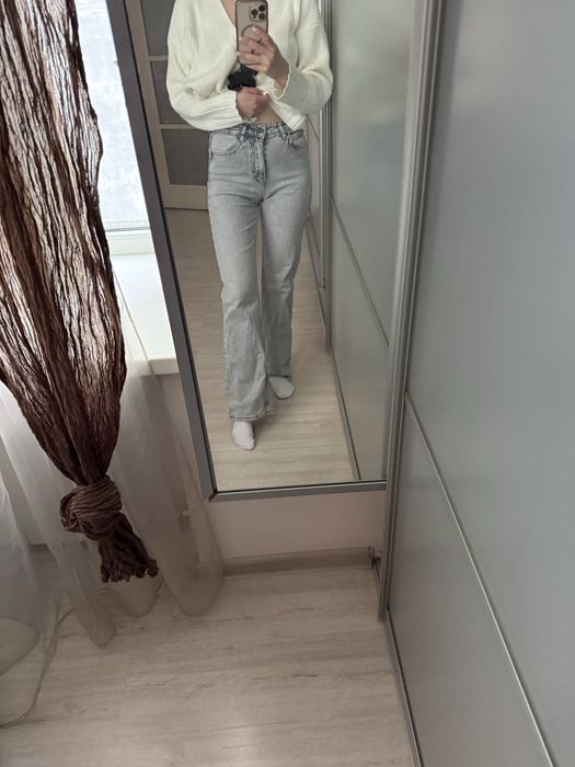 Джинсы прямые светло серые