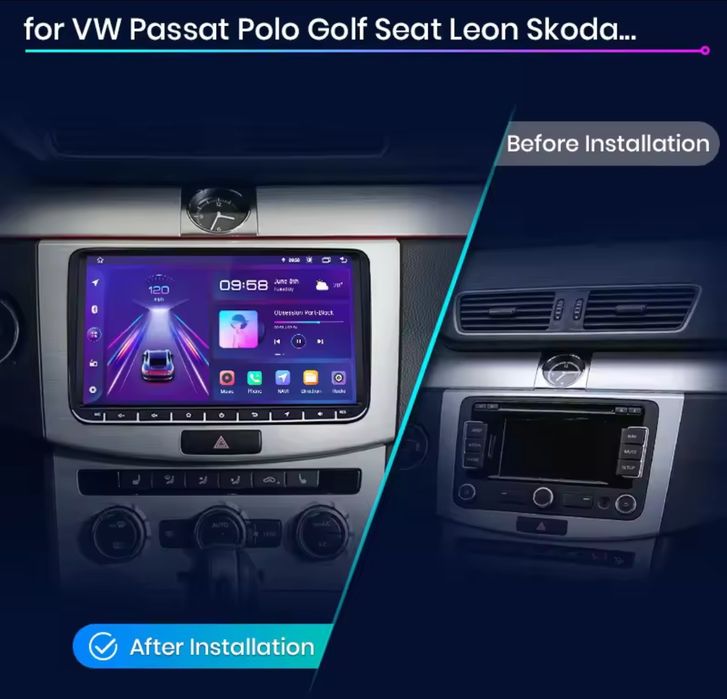 Rádio Android Volkswagen Golf Passat Skoda Seat CARPLAY WIFI GPS 2/32G