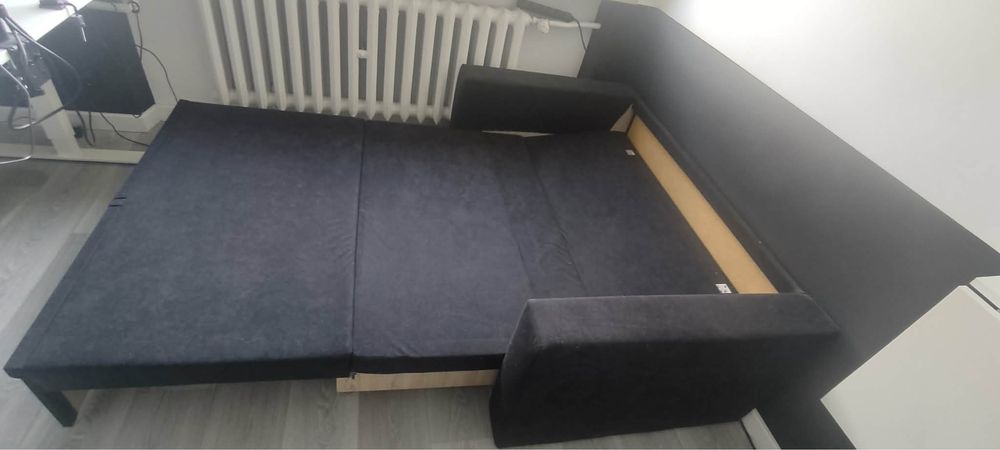 Sofa dwuosobowa, rozkładana, czarna