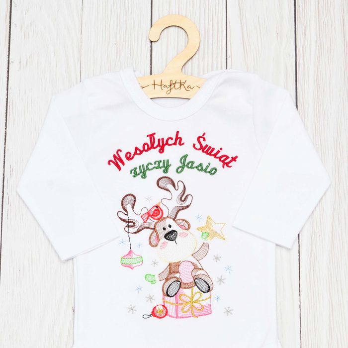 Moje pierwsze święta body dziecięce, napis, haft, różne wzory