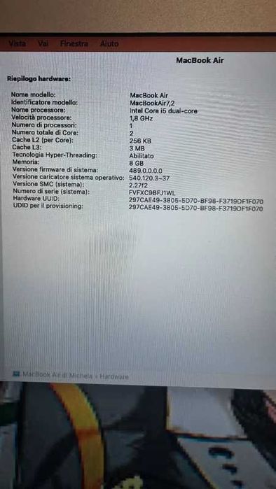 MacBook Air 13'' 2017 - i5, 8GB RAM