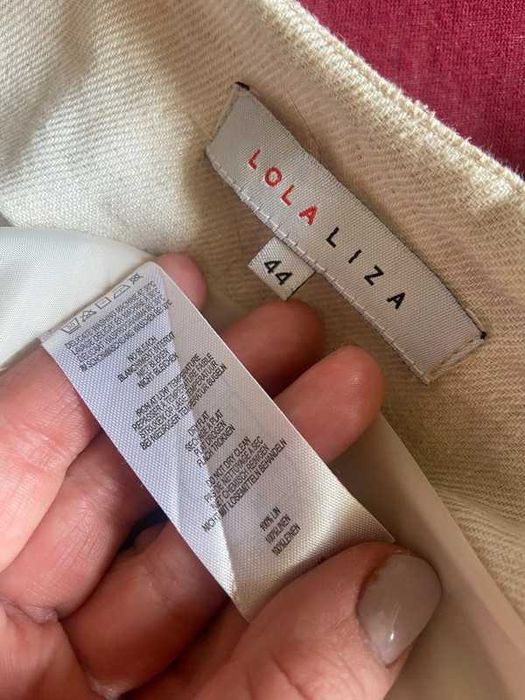 Len linien żakiet marynarka blazer ramoneska krem ecru xxl +size