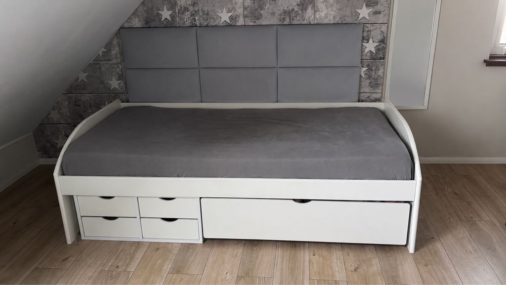 łóżko drewniane z materacem 90x200