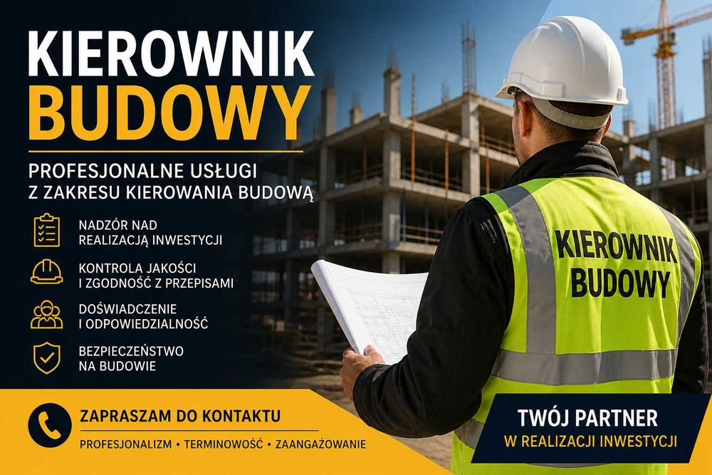 KIEROWNIK BUDOWY / INSPEKTOR NADZORU dla Twojego domu / lokalu/ / hali / firmy / - odbiory techniczne, jakościowe do 50 km od Krakowa