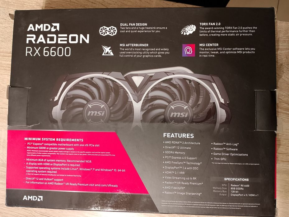 MSI Armor AMD Radeon RX6600 8GB