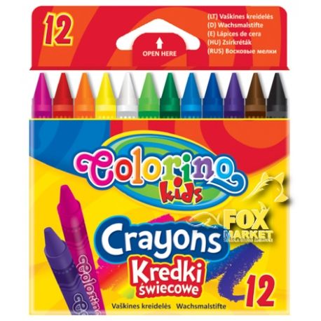 Kredki Świecowe Colorino Kids 12 Kolorów Patio Nowa Nieużywana
